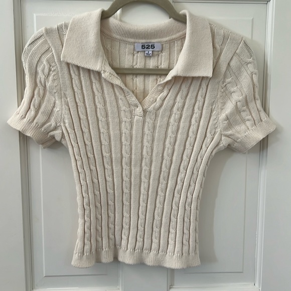 525 America Cable Knit Polo Top - Picture 2 of 5